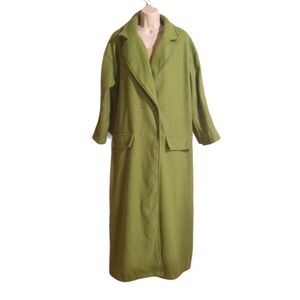 Vintage Mislook Women’s Size XL Green Trench Coat Long Dress Coat